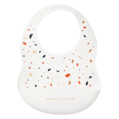 Нагрудный фартук силиконовый Happy Baby 16017 white terrazzo 1